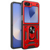 Slim Armour Shockproof Case / Finger Ring Stand for Samsung Galaxy Z Flip6 - Red