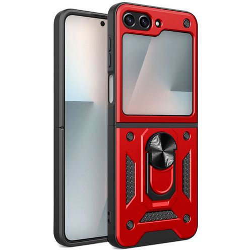 Slim Armour Shockproof Case / Finger Ring Stand for Samsung Galaxy Z Flip7 FE / Flip6 - Red