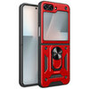 Slim Armour Shockproof Case / Finger Ring Stand for Samsung Galaxy Z Flip7 FE / Flip6 - Red
