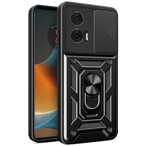 Heavy Duty Shockproof Case / Slide Camera Cover for Motorola Edge 50 Fusion - Black