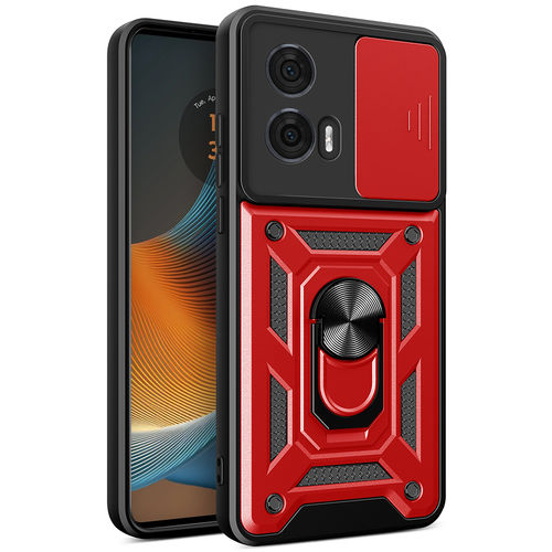 Heavy Duty Shockproof Case / Slide Camera Cover for Motorola Edge 50 Fusion - Red