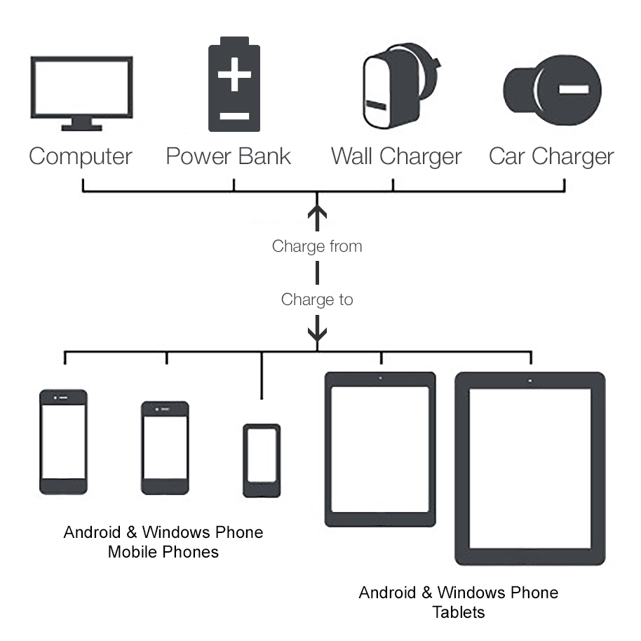 Short USB Type-C Data Charging Cable (30cm) - Black