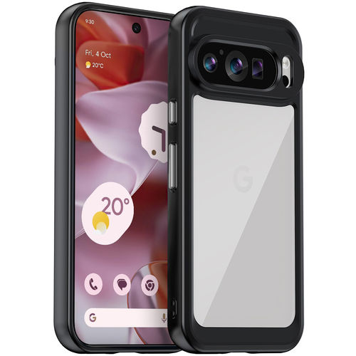 Hybrid Acrylic Tough Shockproof Case for Google Pixel 9 / 9 Pro - Black (Frame)
