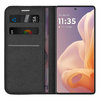 Leather Wallet Case & Card Holder Pouch for Motorola Moto G85 - Black