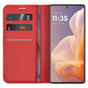 Leather Wallet Case & Card Holder Pouch for Motorola Moto G85 - Red
