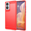 Mofi Flexi Slim Carbon Fibre Case for Motorola Moto G85 - Brushed Red