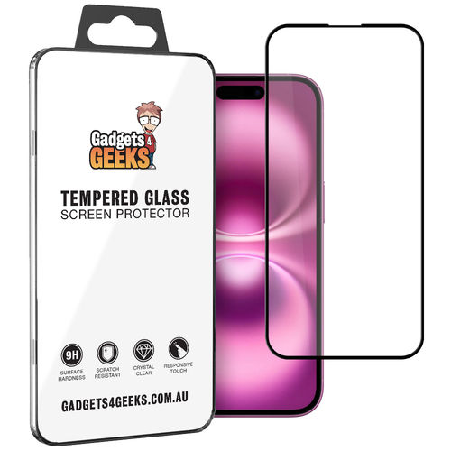 Full Coverage Tempered Glass Screen Protector for Apple iPhone 16 - Black