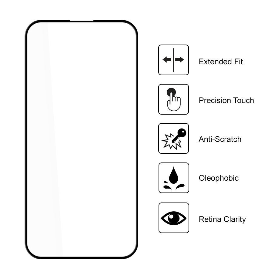 Full Coverage Tempered Glass Screen Protector for Apple iPhone 16 Pro Max - Black