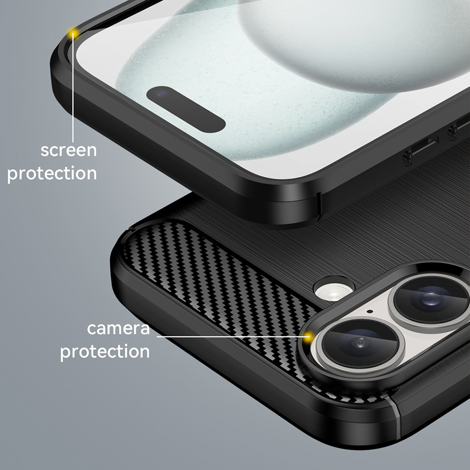 Flexi Slim Carbon Fibre Case for Apple iPhone 16 - Brushed Black