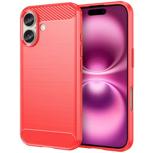 Flexi Slim Carbon Fibre Case for Apple iPhone 16 - Brushed Red