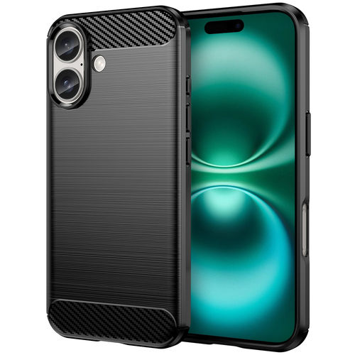 Flexi Slim Carbon Fibre Case for Apple iPhone 16 Plus - Brushed Black