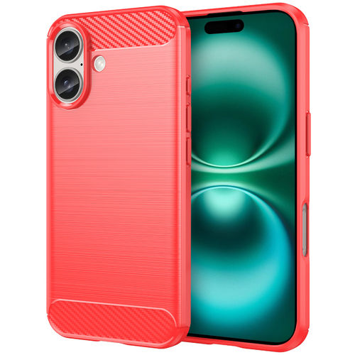 Flexi Slim Carbon Fibre Case for Apple iPhone 16 Plus - Brushed Red