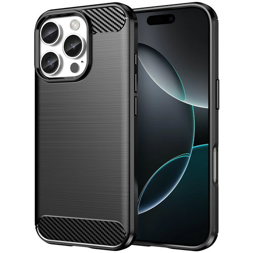 Flexi Slim Carbon Fibre Case for Apple iPhone 16 Pro - Brushed Black