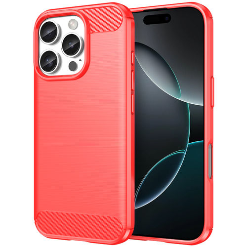 Flexi Slim Carbon Fibre Case for Apple iPhone 16 Pro - Brushed Red