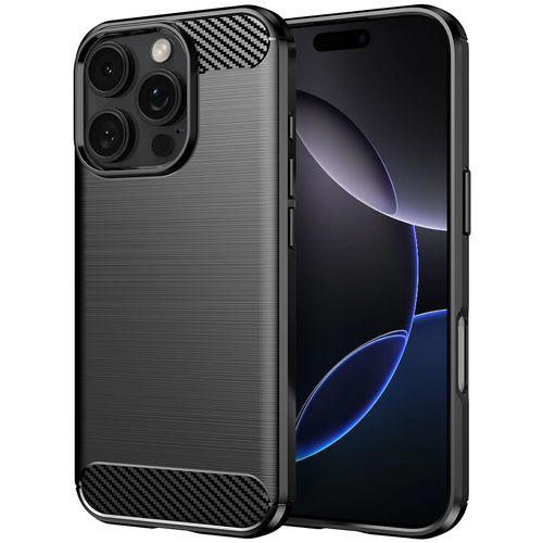 Flexi Slim Carbon Fibre Case for Apple iPhone 16 Pro Max - Brushed Black