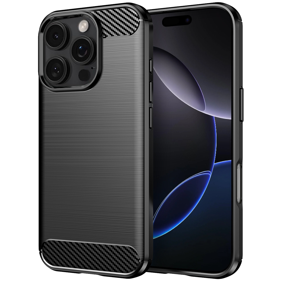 Flexi Slim Carbon Fibre Case for Apple iPhone 16 Pro Max - Brushed Black