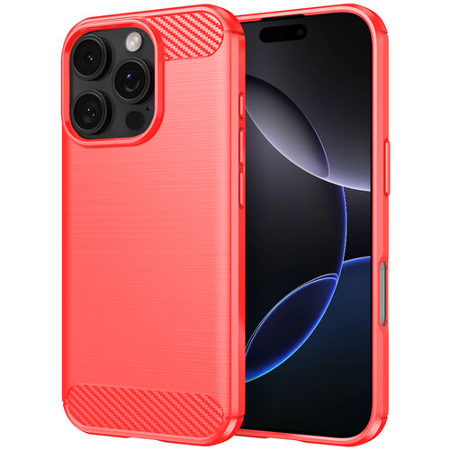 Flexi Slim Carbon Fibre Case for Apple iPhone 16 Pro Max - Brushed Red
