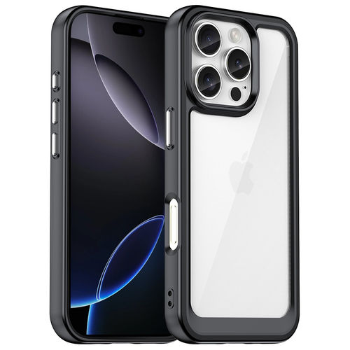 Hybrid Acrylic Tough Shockproof Case for Apple iPhone 16 Pro Max - Black (Frame)