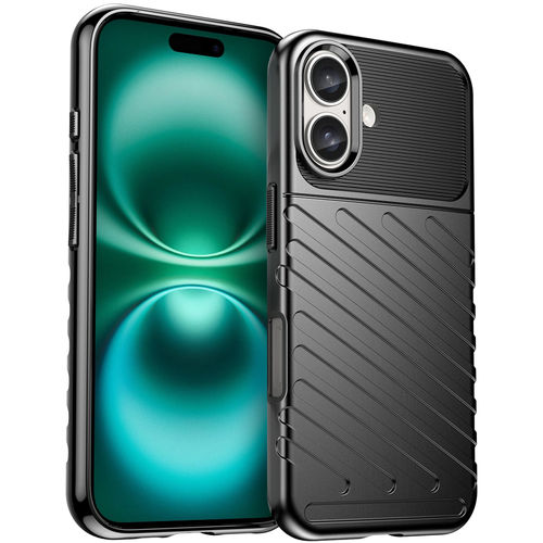 Flexi Thunder Tough Shockproof Case for Apple iPhone 16 Plus - Black (Texture)