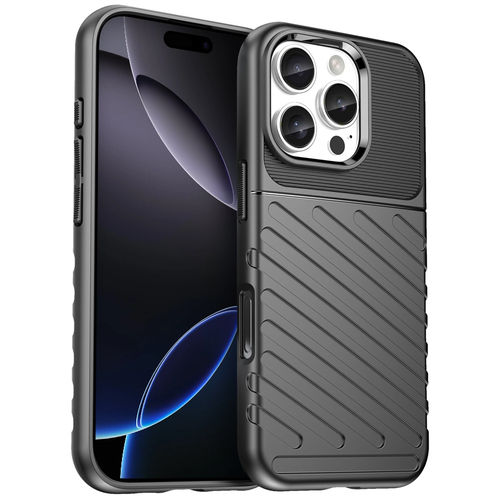Flexi Thunder Tough Shockproof Case for Apple iPhone 16 Pro Max - Black (Texture)