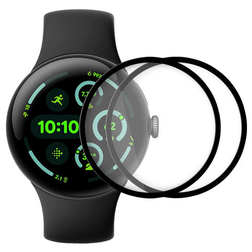 (2-Pack) 3D Curved Screen Protector for Google Pixel Watch 3 (45mm) - Black (Frame)