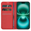 Leather Wallet Case & Card Holder Pouch for Apple iPhone 16 Plus - Red