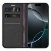 Leather Wallet Case & Card Holder Pouch for Apple iPhone 16 Pro - Black