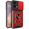 Heavy Duty Shockproof Case / Slide Camera Cover for Motorola Moto G85 - Red