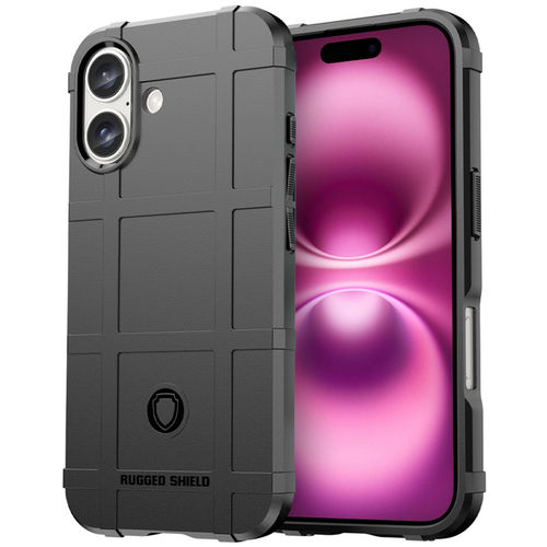 Anti-Shock Grid Texture Shockproof Case for Apple iPhone 16 - Black