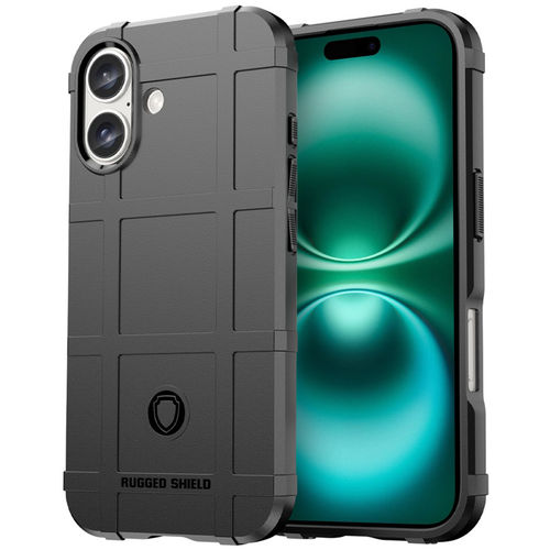 Anti-Shock Grid Texture Shockproof Case for Apple iPhone 16 Plus - Black