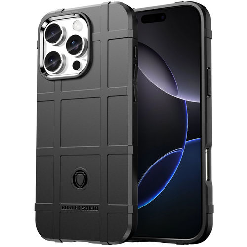 Anti-Shock Grid Texture Shockproof Case for Apple iPhone 16 Pro Max - Black