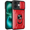 Heavy Duty Slide Case / Card Slot Holder / Camera Cover for Apple iPhone 16 Plus - Red