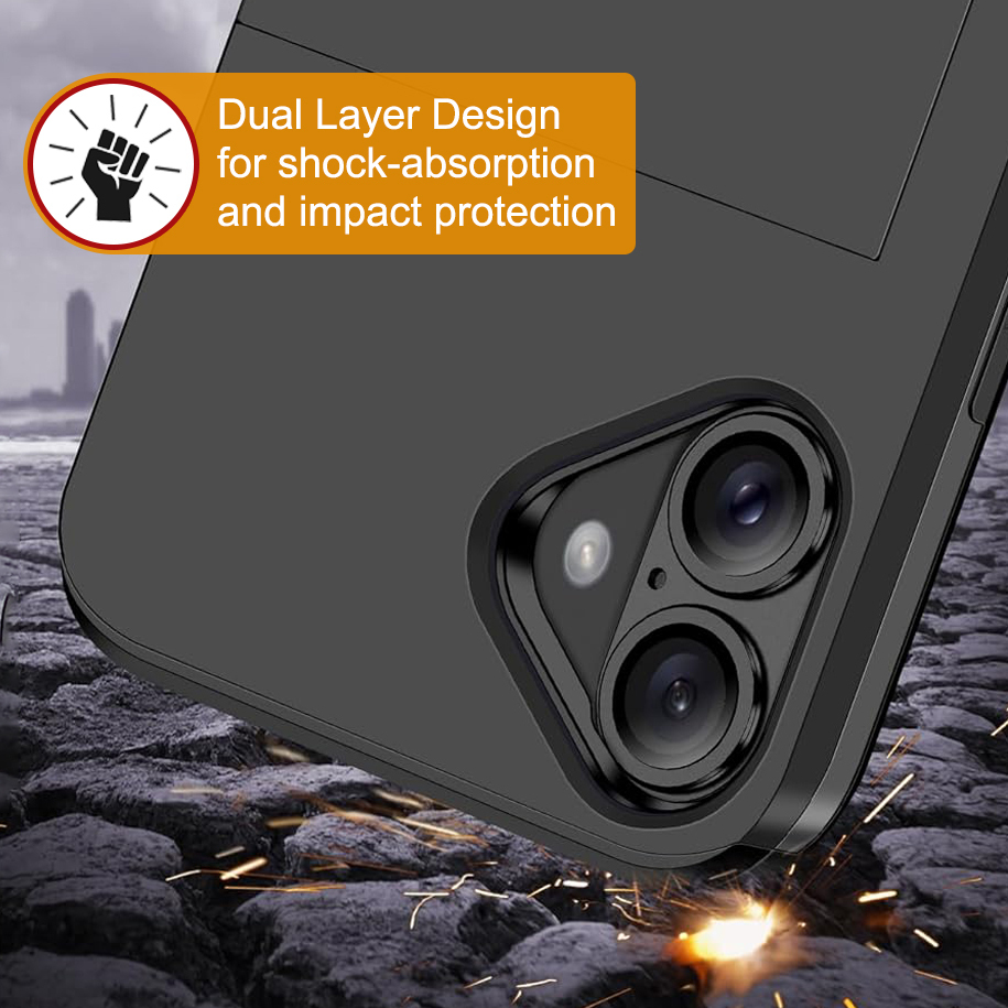 Tough Armour Slide Case & Card Holder for Apple iPhone 16 - Black