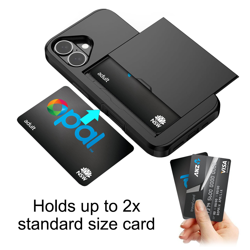 Tough Armour Slide Case & Card Holder for Apple iPhone 16 - Black