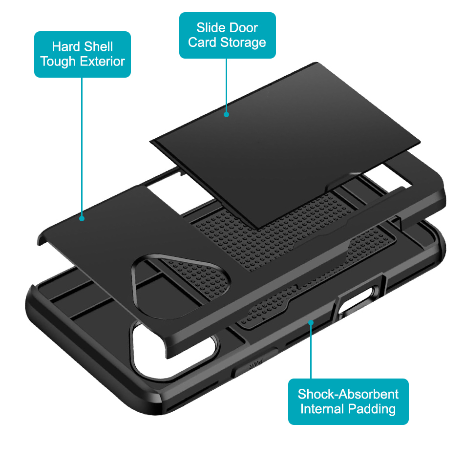 Tough Armour Slide Case & Card Holder for Apple iPhone 16 - Black