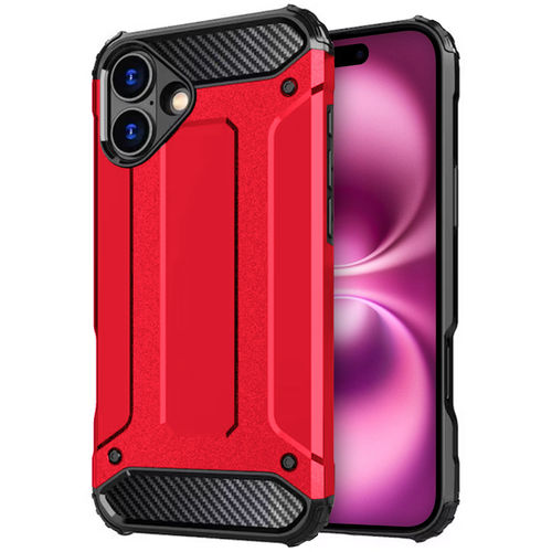 Military Defender Tough Shockproof Case for Apple iPhone 16 - Red