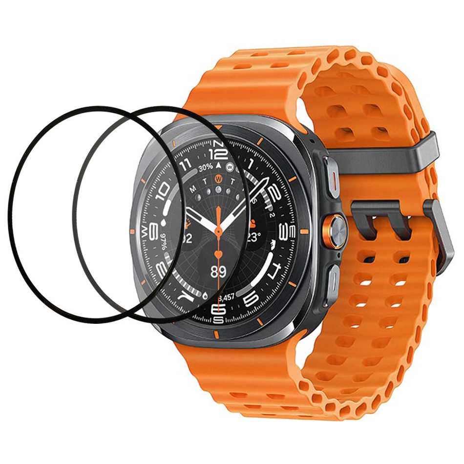 (2-Pack) 9H Tempered Glass Screen Protector for Samsung Galaxy Watch Ultra (47mm) - Black (frame)