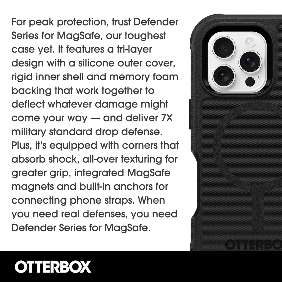 OtterBox Defender MagSafe Shockproof Case for Apple iPhone 16 Pro - Black