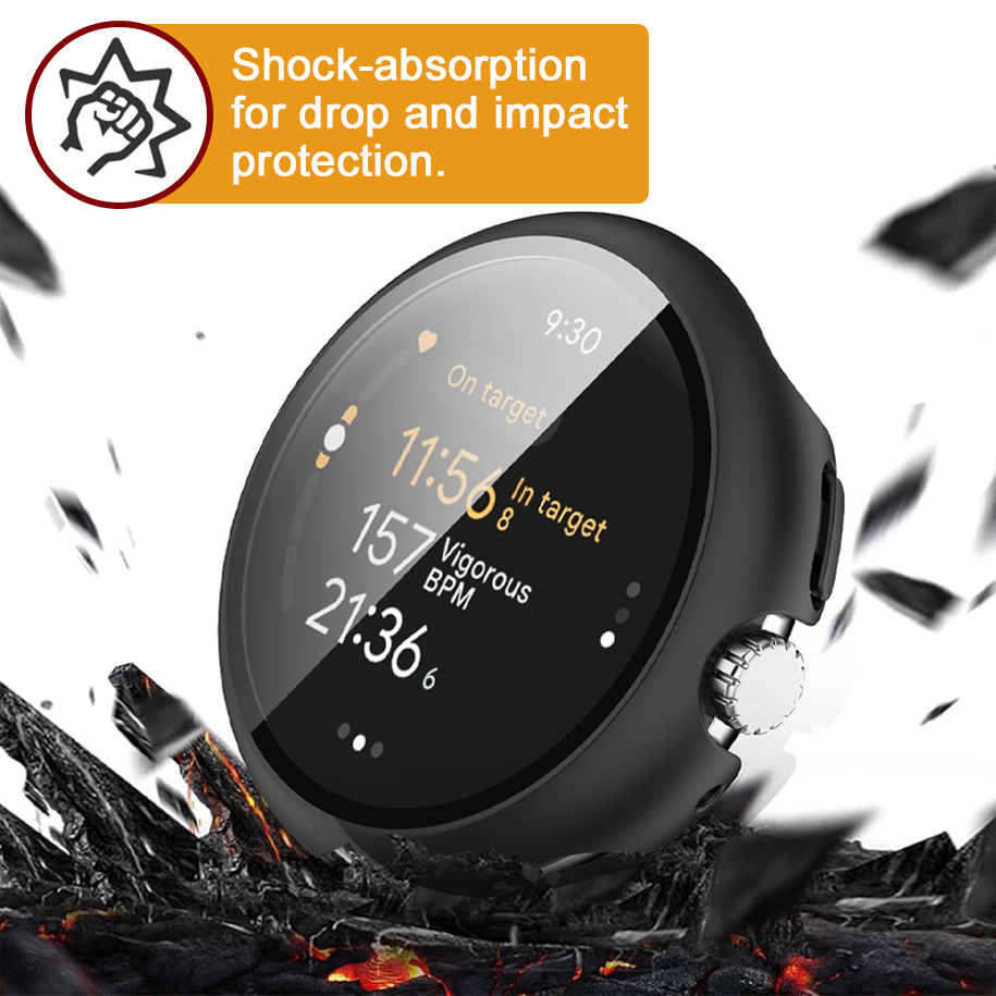 Anti-Scratch Hard Shell Case for Google Pixel Watch 3 (45mm) - Black (Frame)
