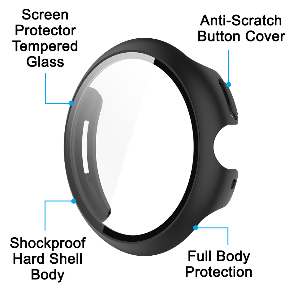Anti-Scratch Hard Shell Case for Google Pixel Watch 3 (45mm) - Black (Frame)
