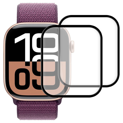 (2-Pack) 3D Curved Screen Protector Film for Apple Watch 42mm (Series 10) - Black (Frame)