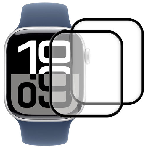 (2-Pack) 3D Curved Screen Protector Film for Apple Watch 46mm (Series 10) - Black (Frame)