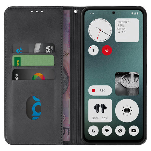 Leather Wallet Case & Card Holder Pouch for Nothing CMF Phone 1 - Black