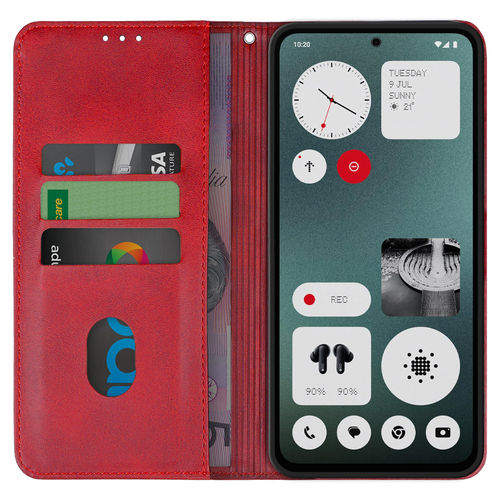 Leather Wallet Case & Card Holder Pouch for Nothing CMF Phone 1 - Red