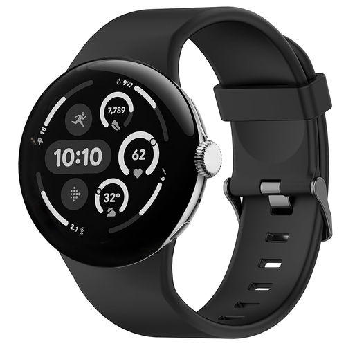 Sport Silicone Band Strap for Google Pixel Watch 3 (45mm) - Black