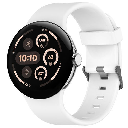 Sport Silicone Band Strap for Google Pixel Watch 3 (45mm) - White