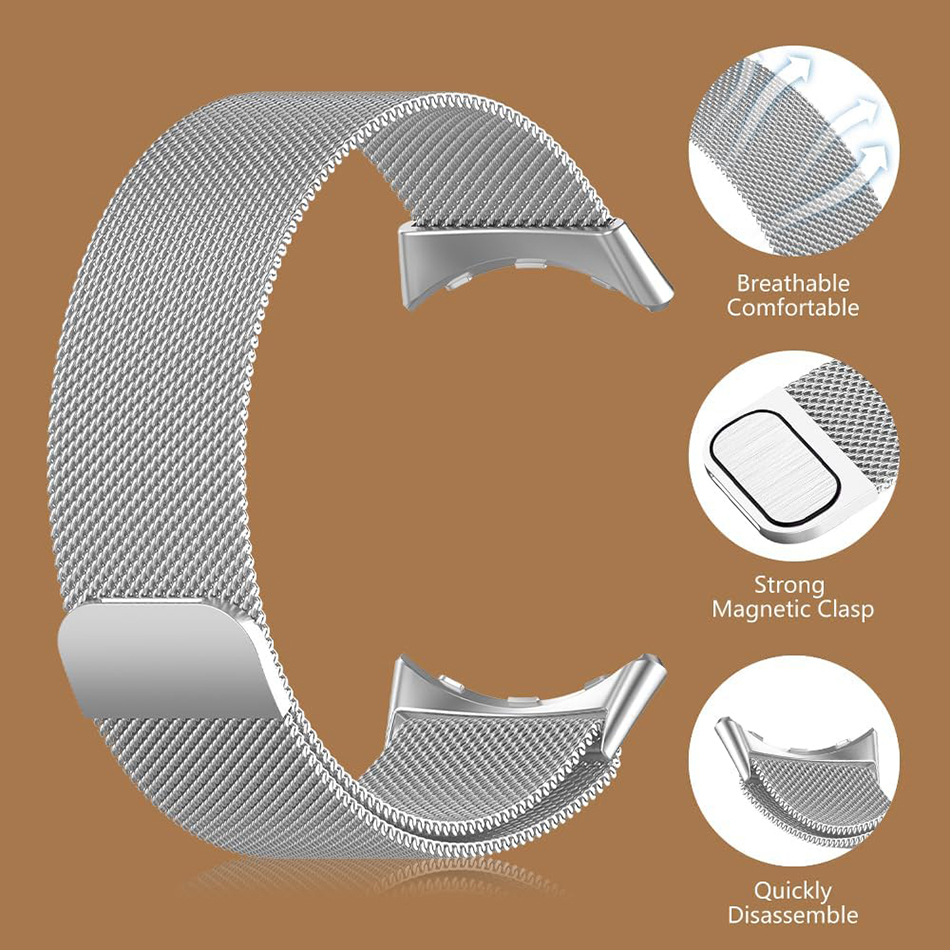 Milanese Magnetic Stainless Steel Band for Google Pixel Watch 3 (45mm) - Silver
