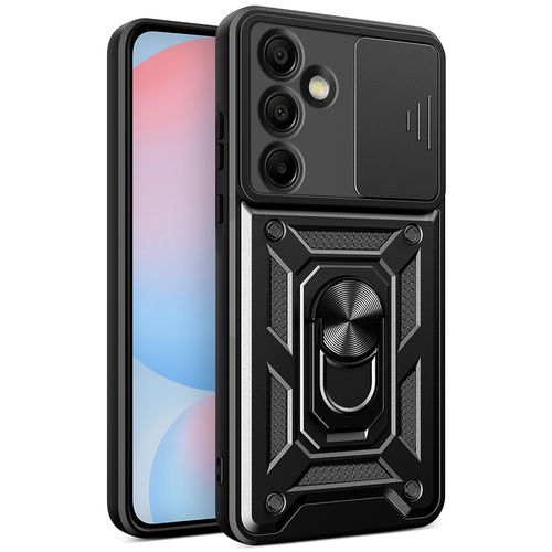 Heavy Duty Shockproof Case / Slide Camera Cover for Samsung Galaxy S24 FE - Black