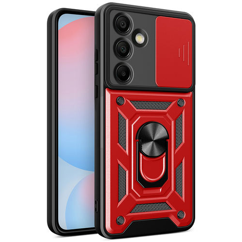 Heavy Duty Shockproof Case / Slide Camera Cover for Samsung Galaxy S24 FE - Red