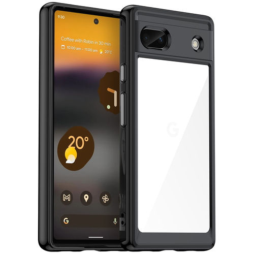 Hybrid Acrylic Tough Shockproof Case for Google Pixel 6a - Black (Frame)